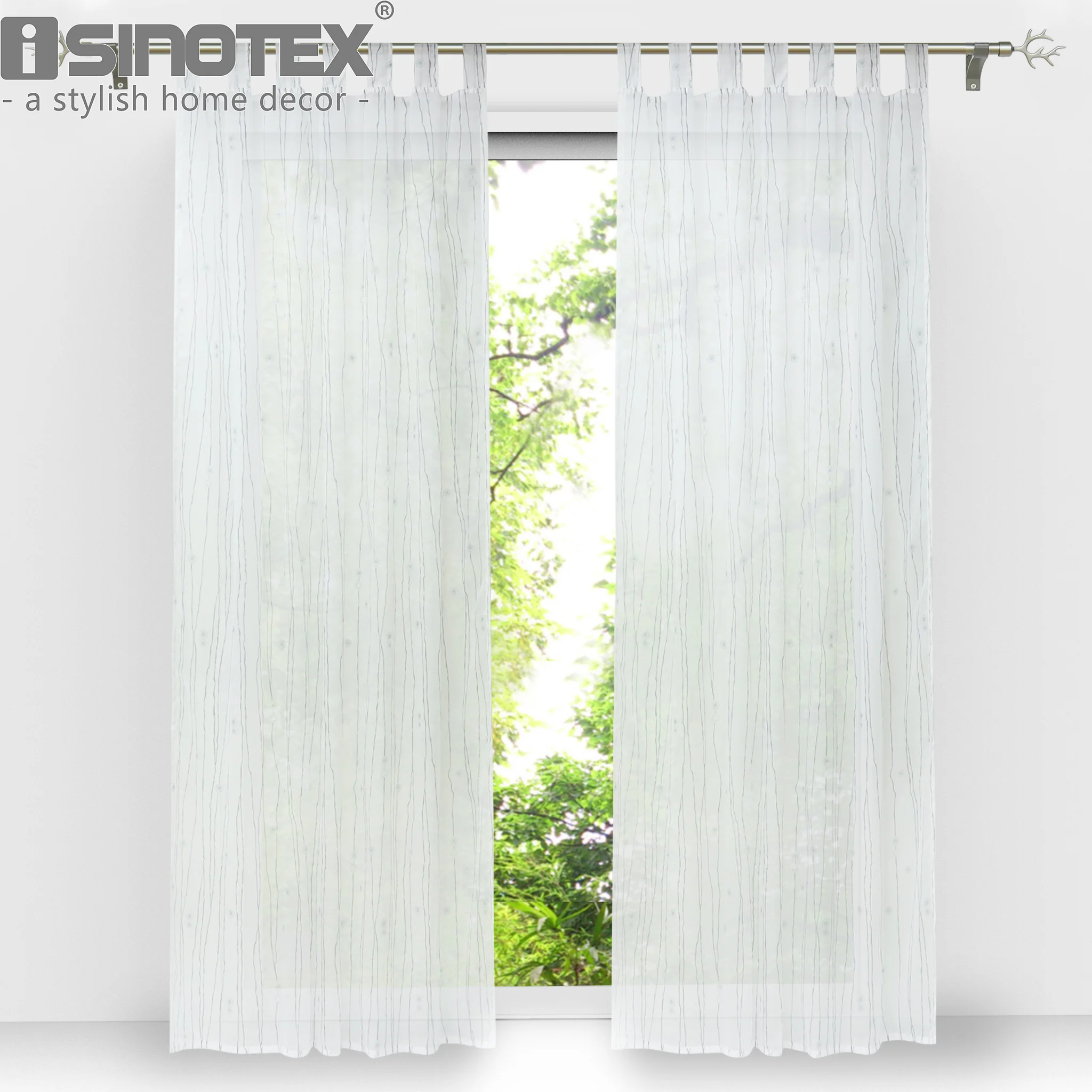 

Tulle Curtain Striped Modern Style High Quality Fashion Design Voile Screening Panel For Living Room Window Treatment Decoration