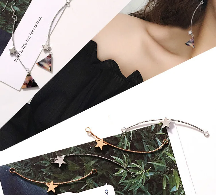 

Long Double Hanging Stars Pendant Alloy Pendant DIY Handmade Earrings Making Accessories Jewelry Finding Components 4pcs