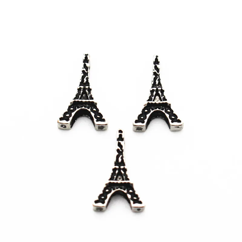 

New Arrival 10pcs/lot Eiffel Tower floating charms charms living glass memory lockets Accessory diy jewelry