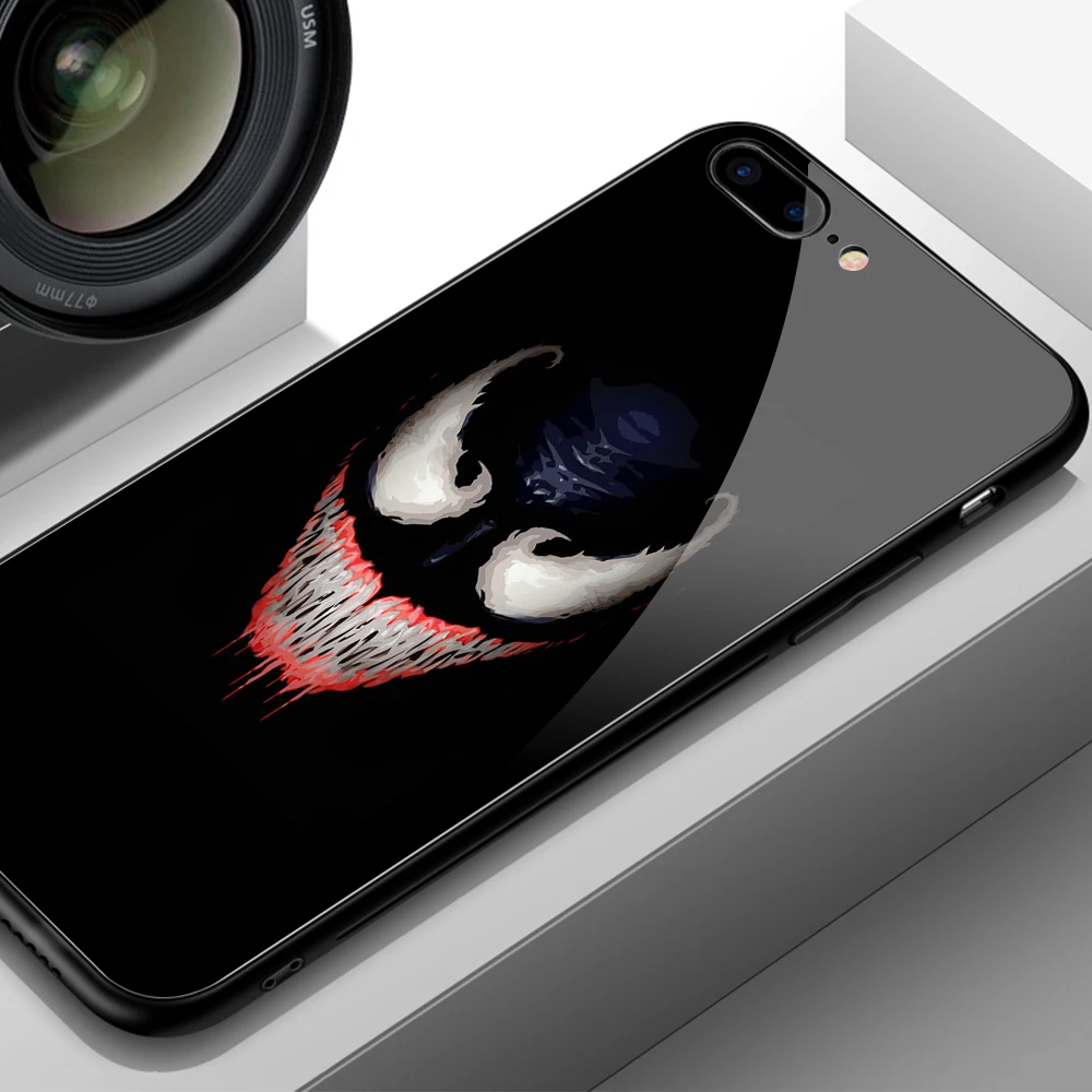 Абсолютно чехол для iPhone 7, стеклянный чехол с Веном, жесткая задняя крышка для iPhone 6 6S 7 8 plus X XR XS MAX 11 pro max чехол