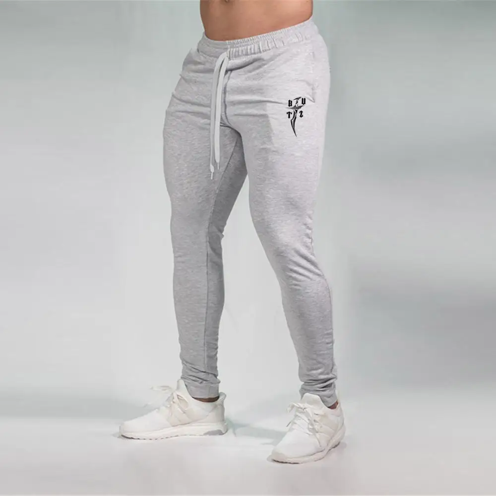 light grey Новинка, мужские обтягивающие штаны для бега, для тренажерного зала, для тренировок, спортивная одежда, мужские брюки, для бега, спортивные штаны, для бодибилдинга, одноцветные колготки - Цвет: light grey