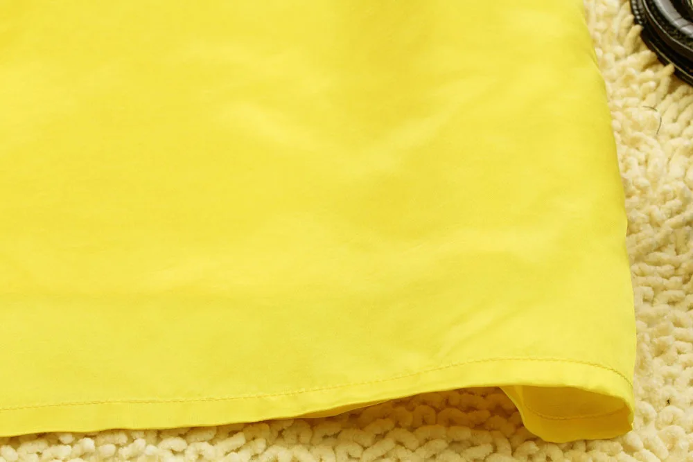 

2015 spring fashion vintage ladies elegant slim waist flare sleeve o-neck yellow deep V-neck one-piece dress