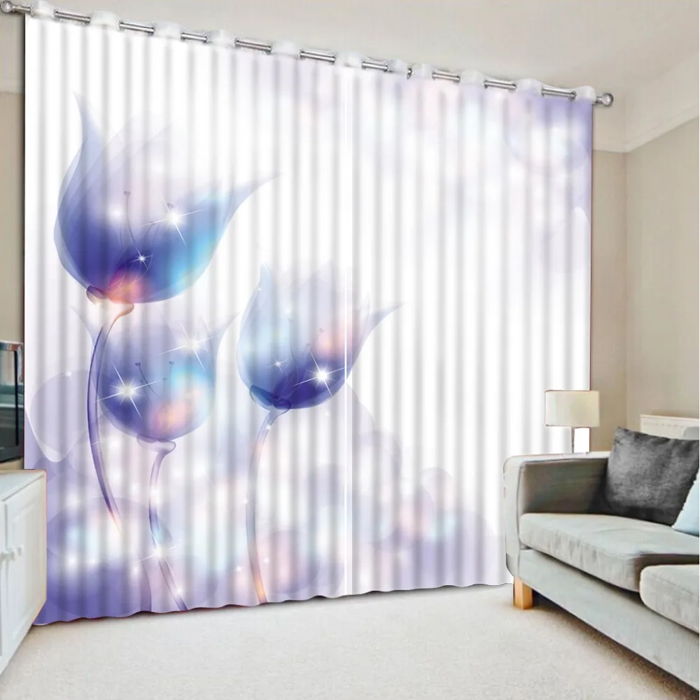 Затемняющие шторы любого размера на заказ для спальни синие цветочные розы 3d