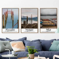 modern seaside mountain landscape canvas art painting sailing boat posters and prints wall pictures for living room decoration