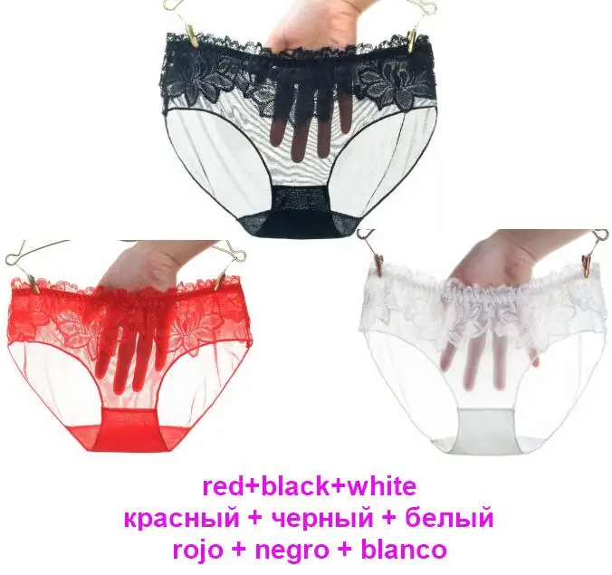 red black white3019 3 шт./лот, прозрачное женское нижнее белье, сетчатые трусики, сексуальные женские стринги с оборками, просвечивающее женское нижнее белье, новые милые bragas XS-L - Цвет: red black white3019