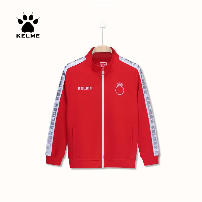 KELME/Спортивная тренировочная куртка для мальчиков и девочек, детская теплая куртка с капюшоном для футбола, баскетбола, бега, 3983001 - Цвет: Red