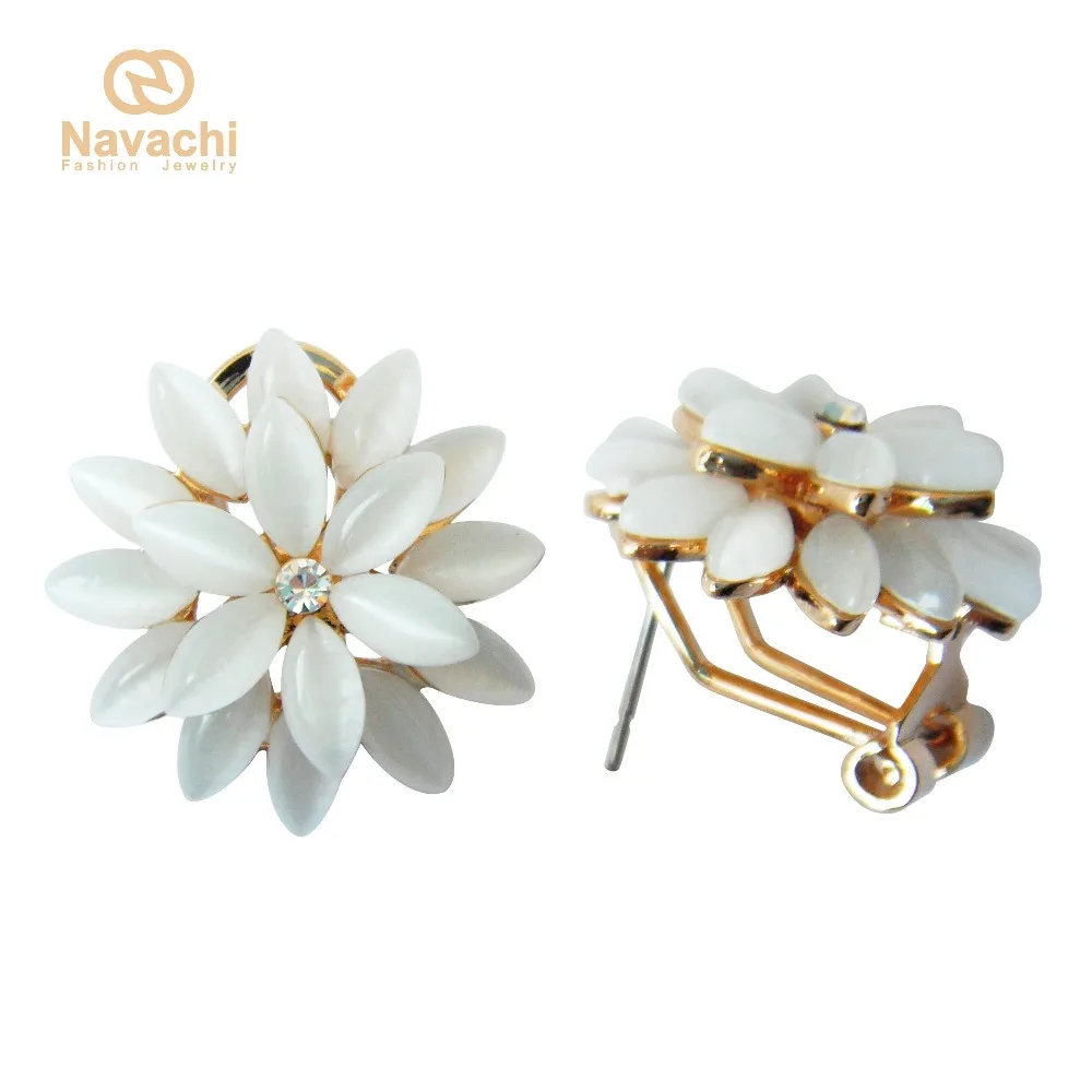 Серьги с опаловым цветком и листьями желтого цвета кристаллами стразами SMT1599|opal