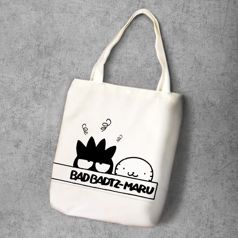 IVYYE Black Penguin Fashion Anime Foldable Canvas Shopping Bag Casual Shoulder Bags Customized Tote Handbag Lady Girls New