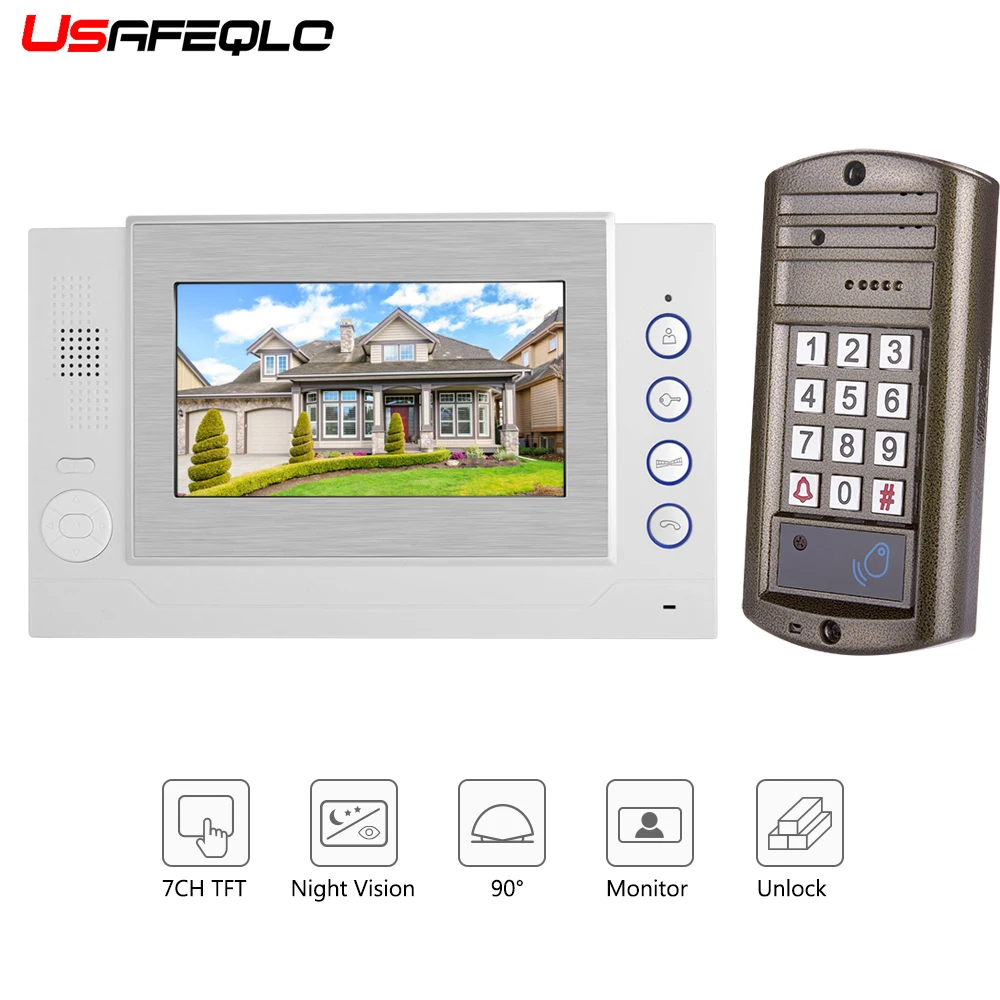 USAFEQLO 7 ''TFT lcd проводной видео телефон двери визуальный видеодомофон спикерфон