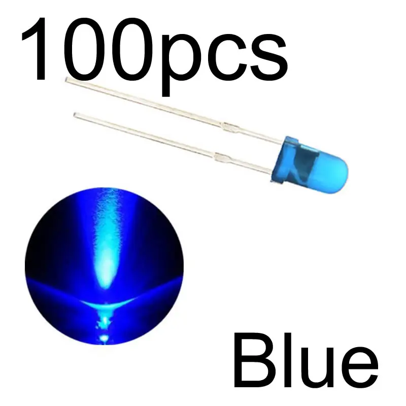 blue 100pcs MCIGICM 100 шт. 5 мм светодиодный диодный светильник Набор DIY светодиодный s Набор белый желтый красный зеленый синий электронный diy Набор Горячая Распродажа - Цвет: blue 100pcs