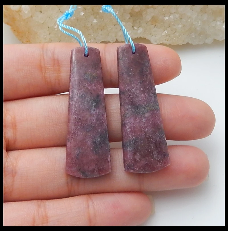Серьги из родонита и натурального камня 40x15x5 мм 13 98 г|earring accessories|earring jewelry