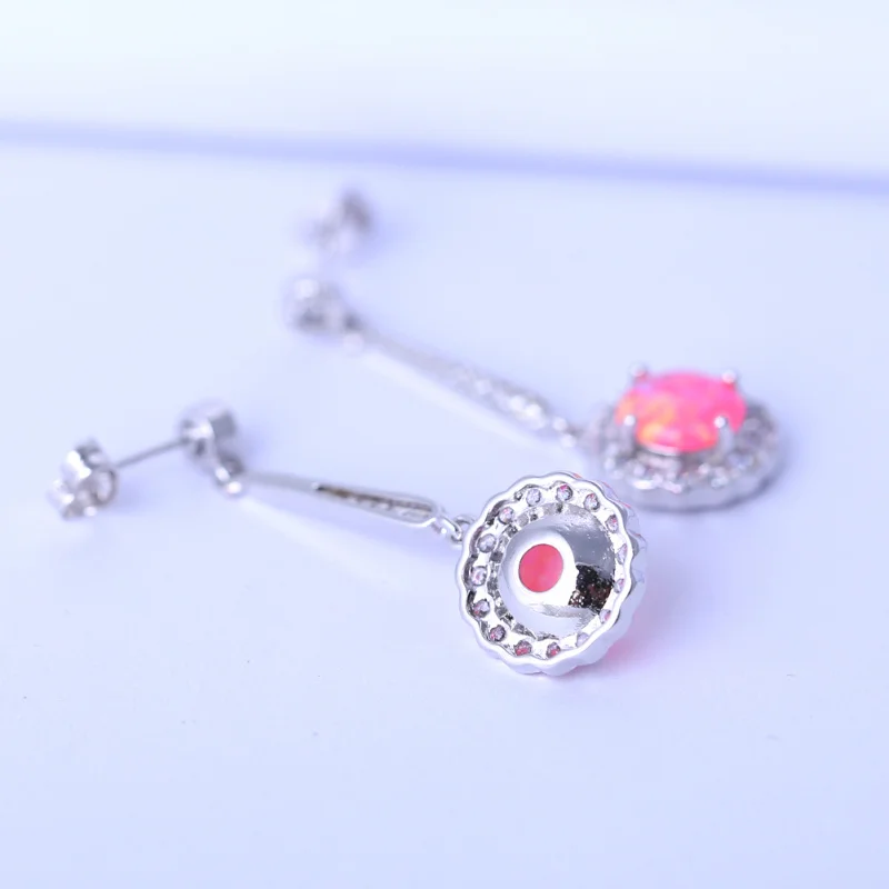 Rolilason для женщин Круглый Розовый огненный опал белый кристалл мотаться