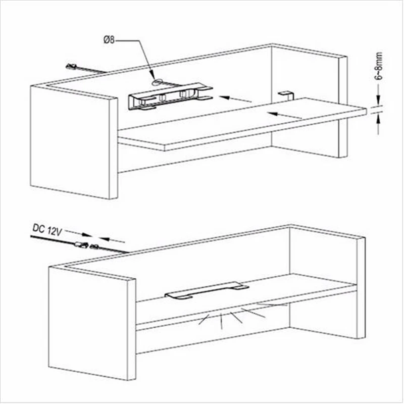 Светодиодные лампы для шкафа со стеклянной кромкой задняя сторона зажим полоса