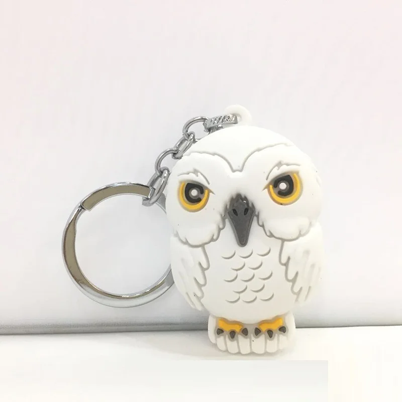 HP Harri with Brooms PVC 3D Keychain Toys Hedwig Dobby HARRI Hermione Owl Ron Figure Key Ring Pendant Toys For Children keychain