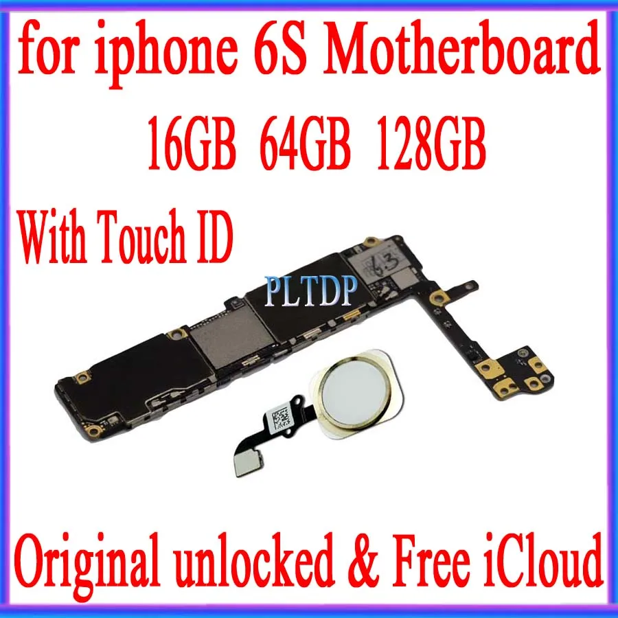Материнская плата для iphone 6S разблокированная 100% оригинал 16 ГБ 64 128 с Touch ID/без ID