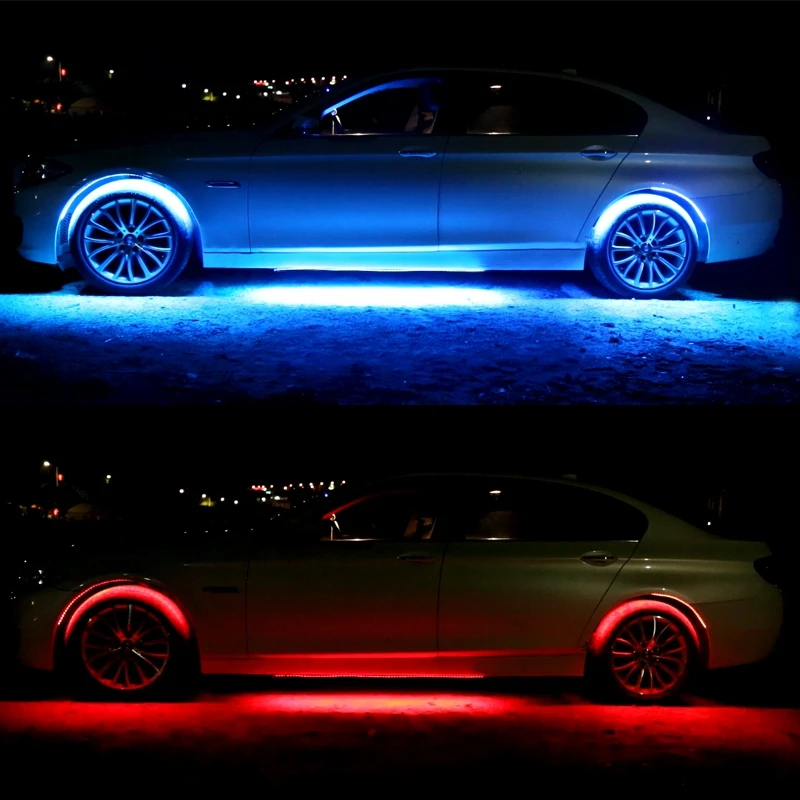 2017 4 шт. Автомобильная RGB Светодиодная лента 5050 SMD декоративные атмосферные лампы