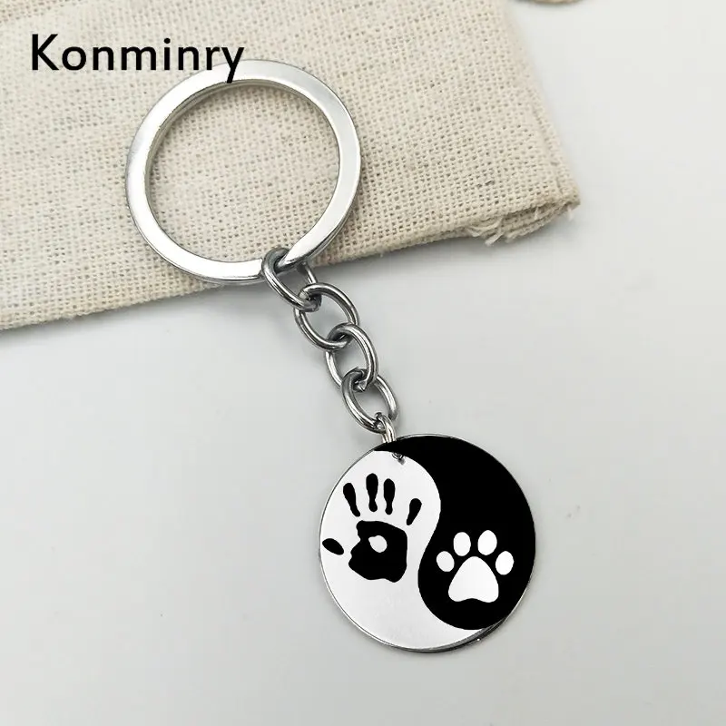 Инь и Ян собака кошка лапа из нержавеющей стали ожерелья монета круглая подвеска