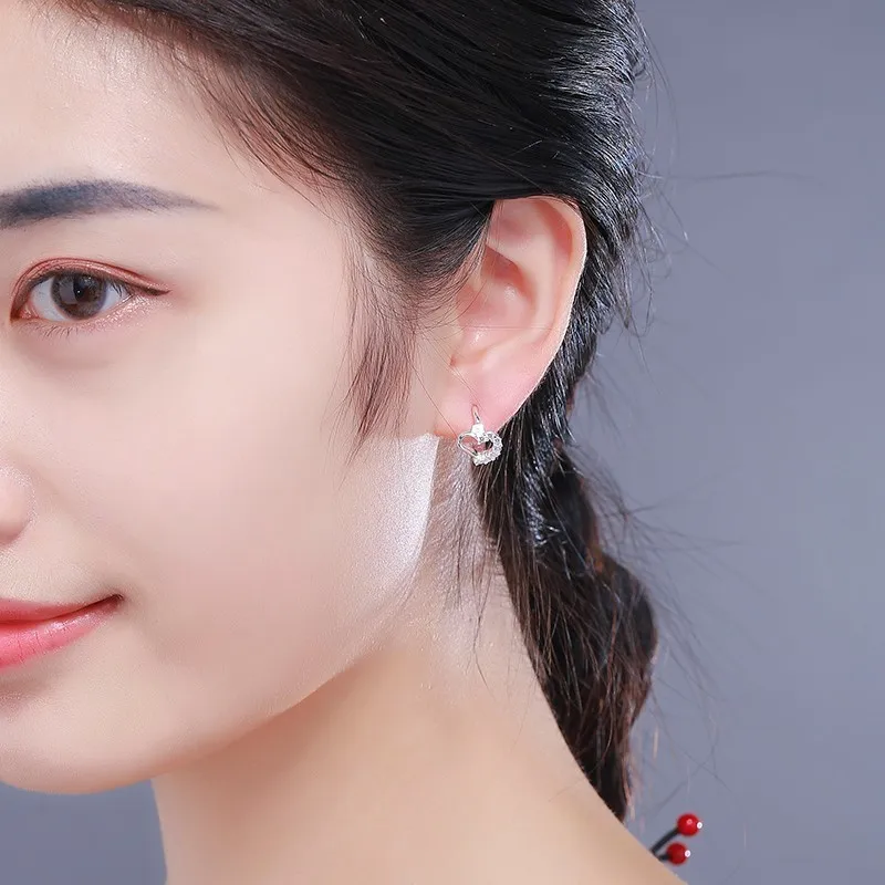 Милые тонкие серьги кольца из стерлингового серебра 925 пробы любовь сердце