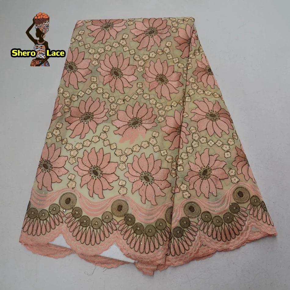 Синяя африканская сухая кружевная ткань швейцарская вуаль с камнями хлопковое