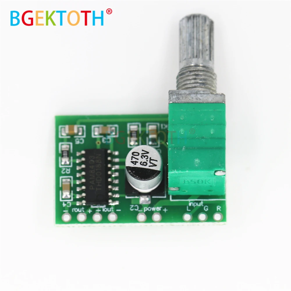 Mini PAM8403 DC 5 В 2 канальный USB цифровой аудио усилитель плата модуль 2*3 Вт регулятор