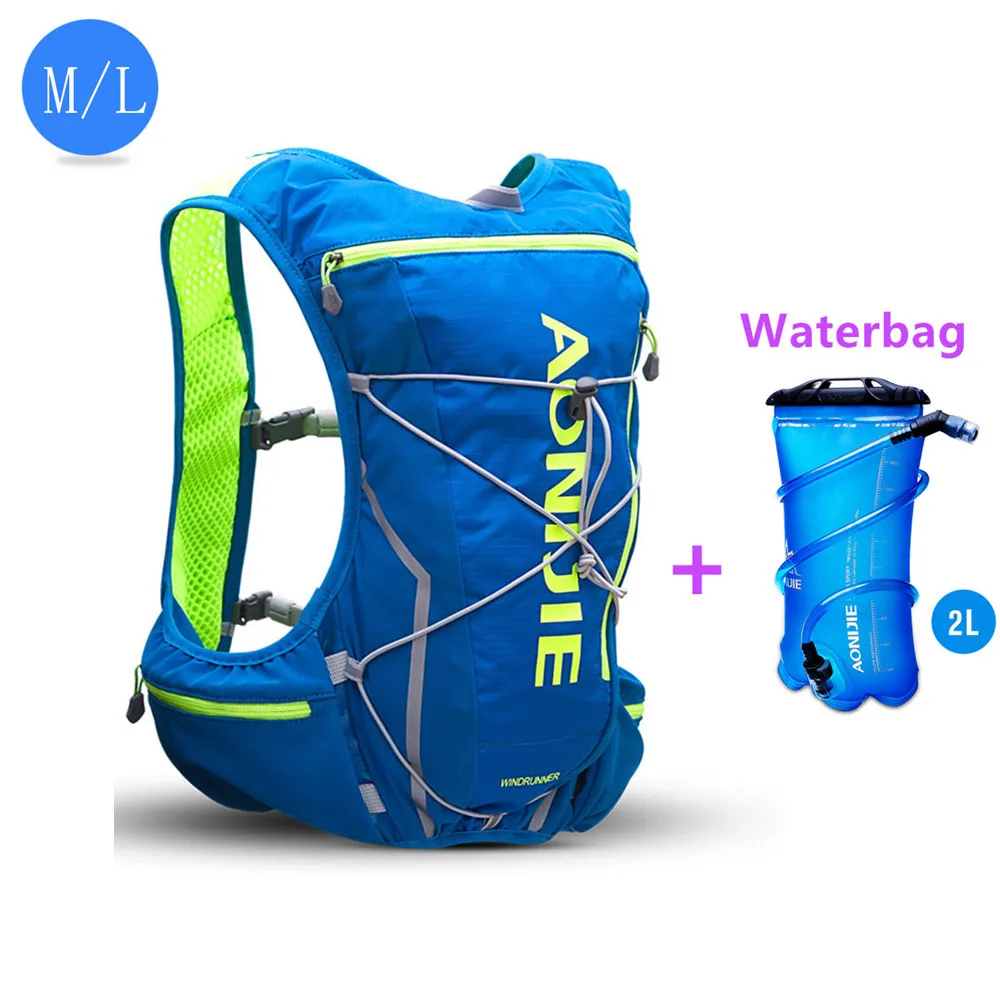 Blue3 AONIJIE походный гидратационный рюкзак, жилет для бега, 10л, нейлоновый спортивный рюкзак, рюкзак для походов, кемпинга+ Водонепроницаемая сумка+ бутылка для воды - Цвет: Blue3