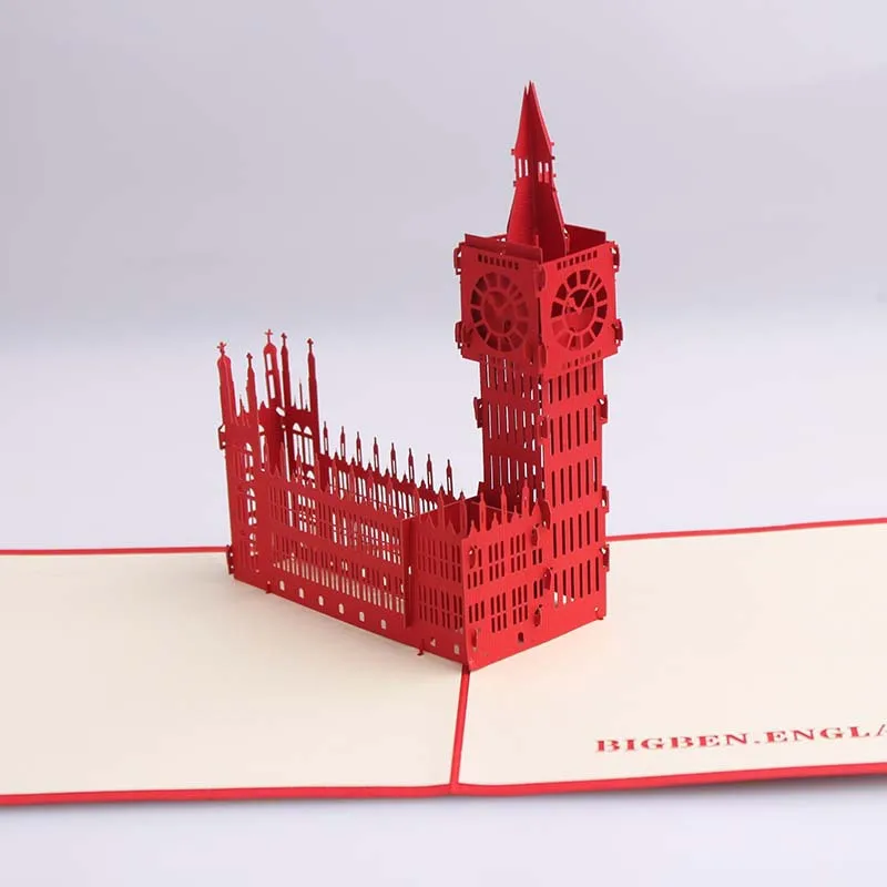 (4 шт./лот) 3D знаменитая модель здания Big Ben ОТКРЫТКА Оригами бумажная всплывающая