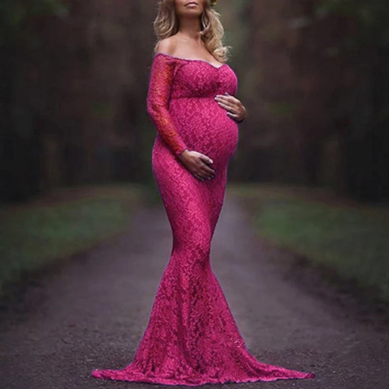 Новое Стильное длинное платье для беременных с длинными рукавами без Плеч платья