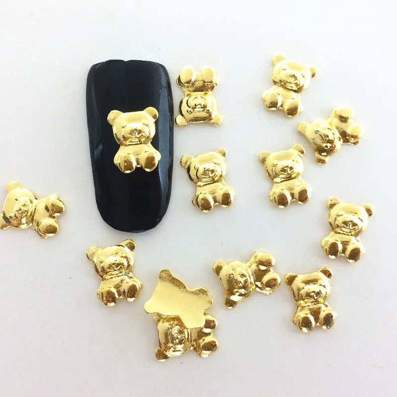 100 шт./пакет Японский Корейский 3D сплав для дизайна ногтей Kawaii Bear DIY металлический ногтей Шарм Дизайн ногтей Инструменты для укладки