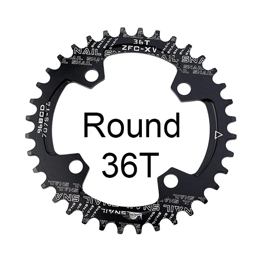 Улитка MTB 96BCD круглая овальная 32T 34T 36T велосипедная цепь Сверхлегкая A7075-T6 велосипедная цепь шатунная пластина - Цвет: Round 36T Black