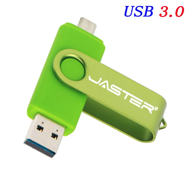 Green JASTER USB 3,0 OTG USB флеш-накопитель для смартфонов/планшетов/ПК 8 ГБ 16 ГБ 32 ГБ 64 Гб 128 ГБ флеш-накопитель высокоскоростной флеш-накопитель - Цвет: Green