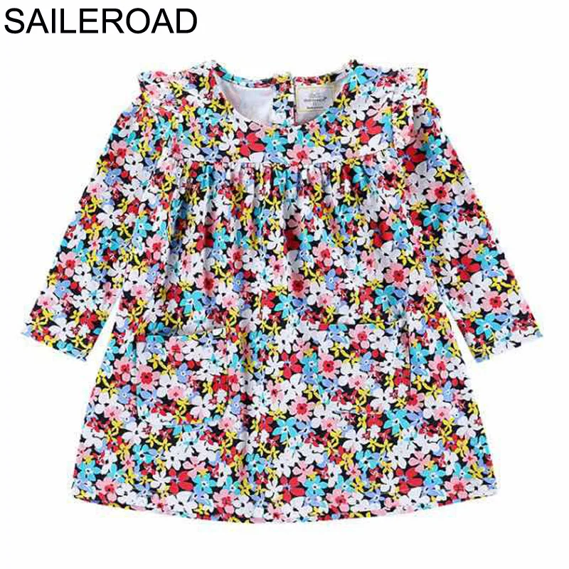 SAILEROAD Kids Floral Dress 2-7Years Autumn Girls Long Sleeve for Party Dresses Bohemia Style Vestido Princesa | Детская одежда и