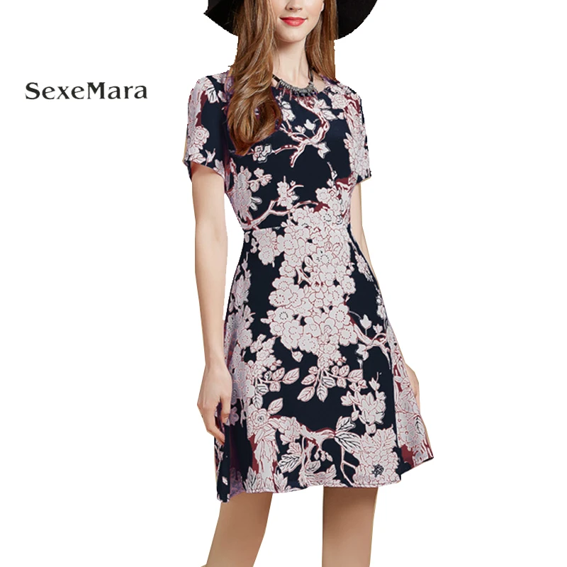 2017 Летняя женская новая круглый вырез горловины с короткими рукавами платье