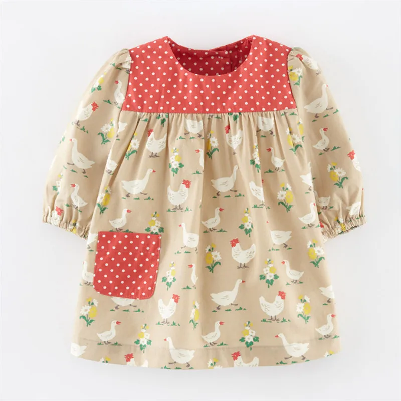 Платья с длинными рукавами для девочек хлопковые платья на весну-осень | Детская