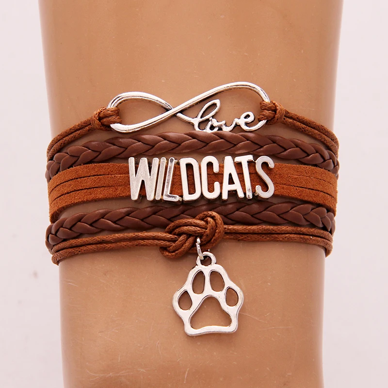 Браслет Infinity Love WILDCATS (10 шт./лот) кожаный браслет в оплетке с кошачьими лапами и