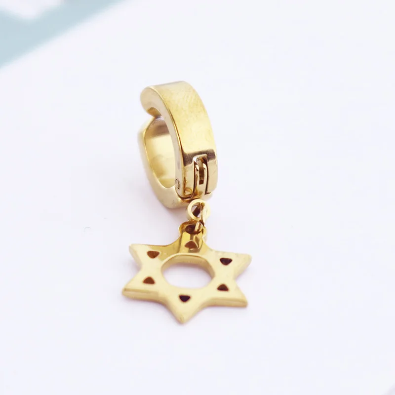 Новый дизайн полые шестигранные клипсы для ушей женщин и мужчин из нержавеющей