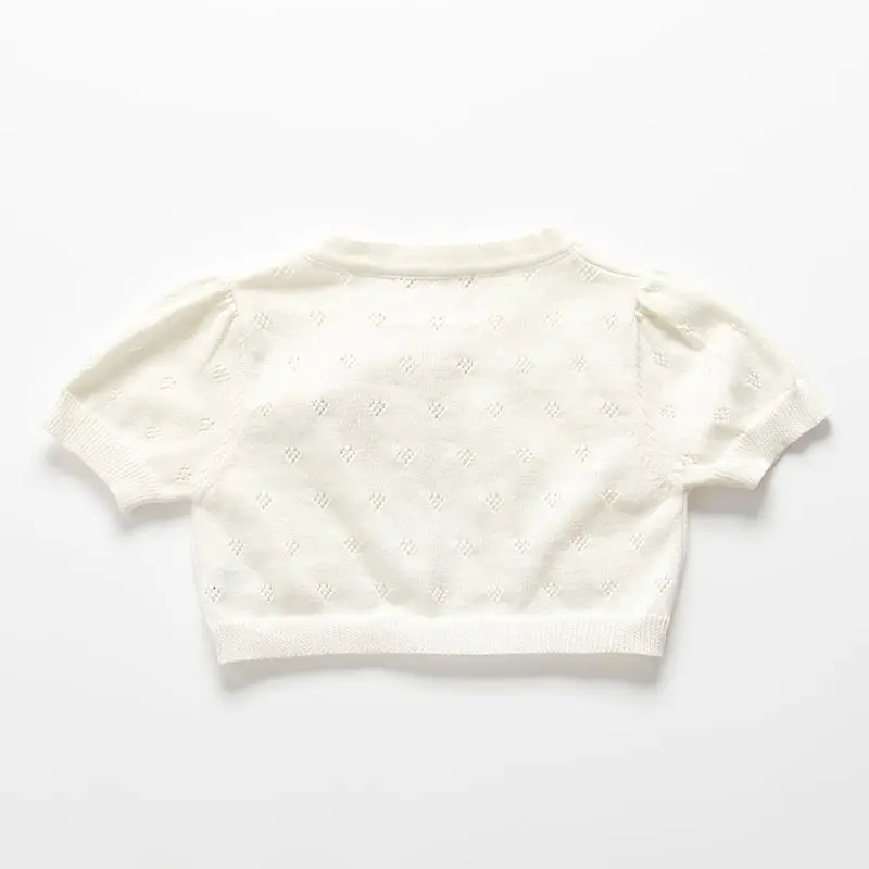 Белая Летняя Куртка для маленьких девочек Кардиган с короткими рукавами и