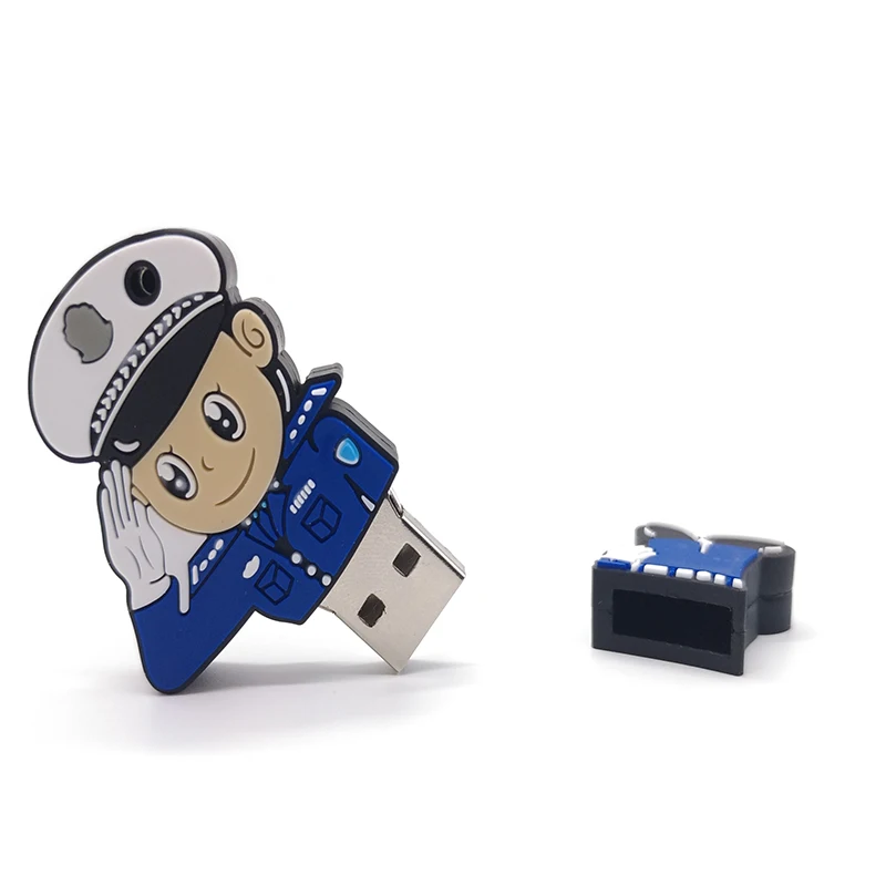 USB флеш-накопитель, мультяшная полицейская модель, карта памяти, флешка, 32 ГБ, персональный подарок, 4 ГБ, 8 ГБ, 16 ГБ, 64 ГБ, usb флешка
