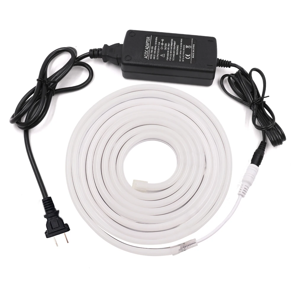 Neon Strip AU plug Гибкий светодиодный неоновый светильник с 360 изгибом для улицы и помещений, моделирующий светильник ing SMD 2835 120 светодиодный s ленточный веревочный светильник 6x12 мм 12 В постоянного тока, адаптер питания - Испускаемый цвет: Neon Strip AU plug