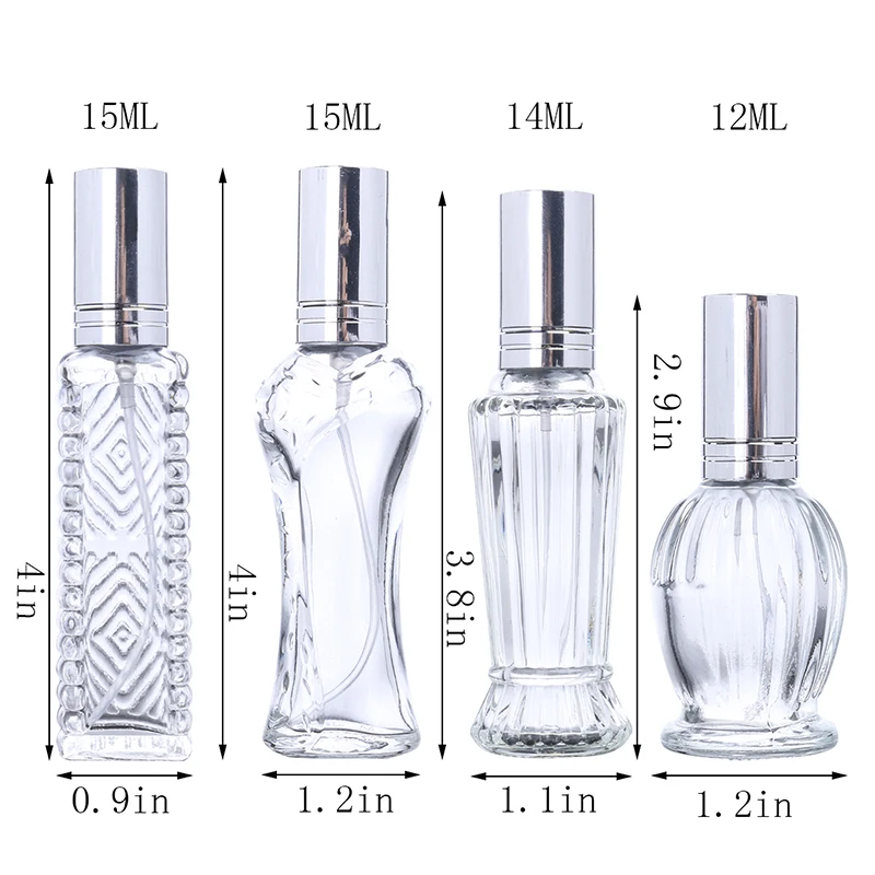 H& D винтажные многоразовые флаконы для духов, стеклянные пустые флаконы с распылителем, свадебные подарки, набор для декора автомобиля из 4 предметов