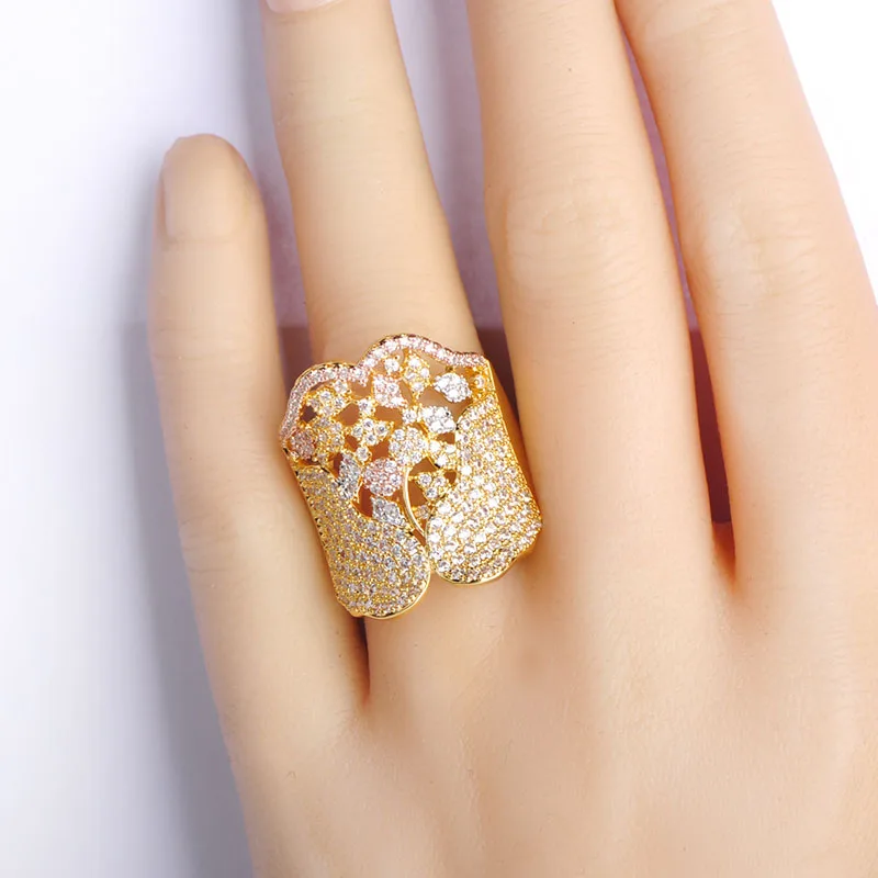 MECHOSEN великолепные полые цветок браслет кольцо Ювелирные наборы латунь