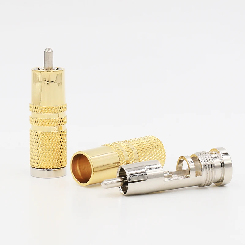VB448G RCA разъем чистый Купер золотая пластина мужские вилки 4 шт | Электроника