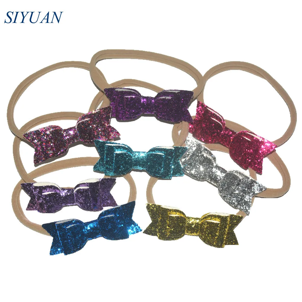 Повязка на голову детская 32 шт./лот шикарная нейлоновая 3-слойная с блестящим