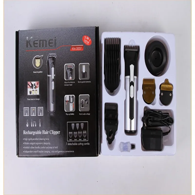 

KEMEI 3 IN 1 Professional Rechargeable Electric Hair Trimmer Hair Clipper Professional Men and Baby Hair Cutting Machine KM-3007