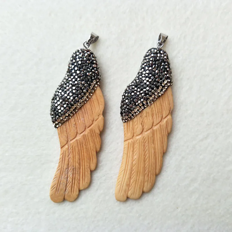 5 шт. подвеска в виде крыльев быка колпачки с кристаллами из страз подвески сделай