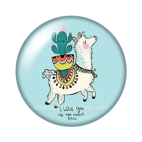 Мультфильм без prob llama Альпака 10 шт Смешанные 12 мм/16 мм/18 мм/25 мм круглые фото стекло кабошон демонстрация с плоской задней частью делая результаты - Цвет: ZB1044-H