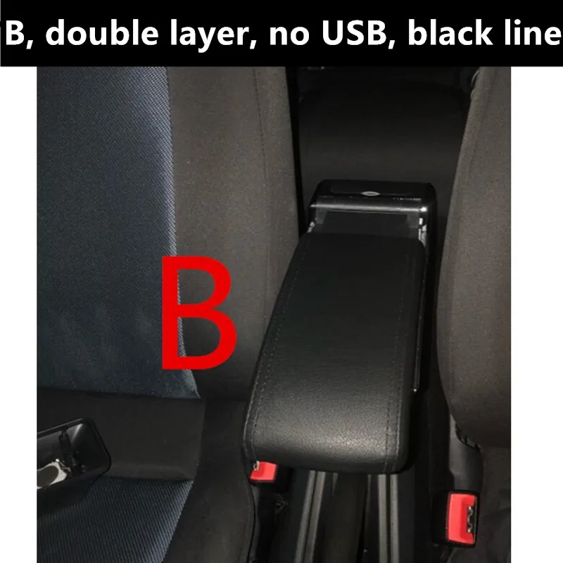 B black black line Большое пространство+ роскошный+ подлокотник с разъемом USB для хранения, коробка для хранения, подходит для peugeot 301 citroen c Elysee 2012-16 - Color Name: B black black line
