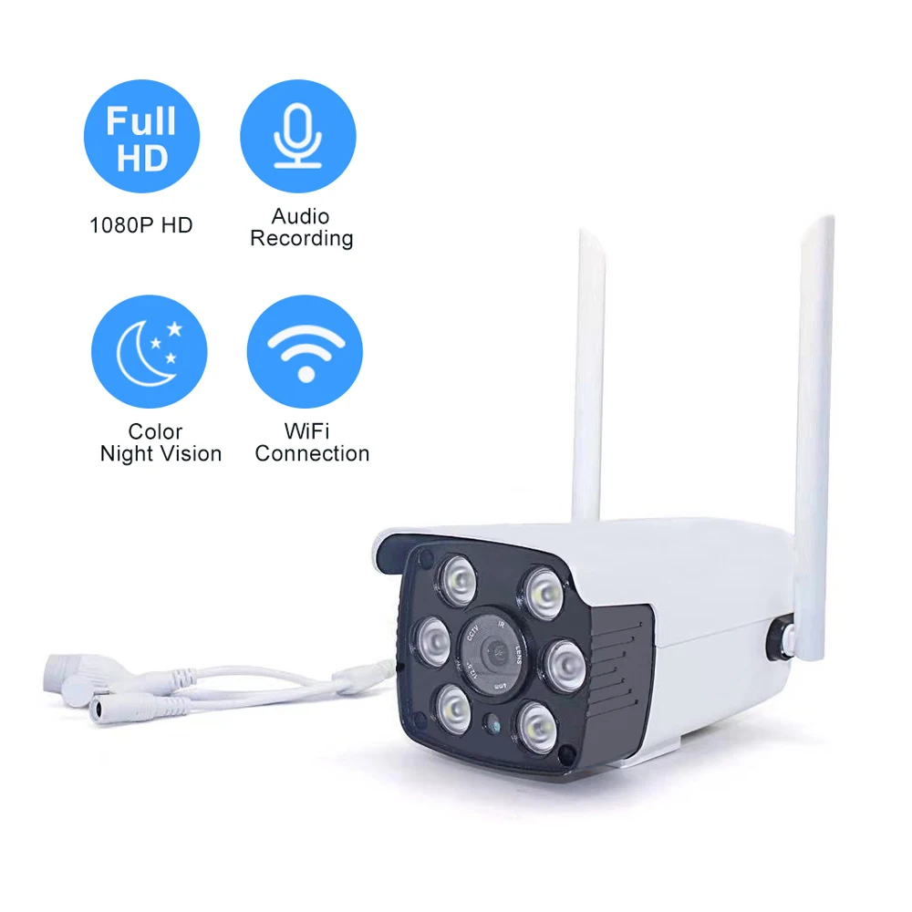 Wifi камера 1080P наружная Пуля Беспроводная Проводная система видеонаблюдения ip