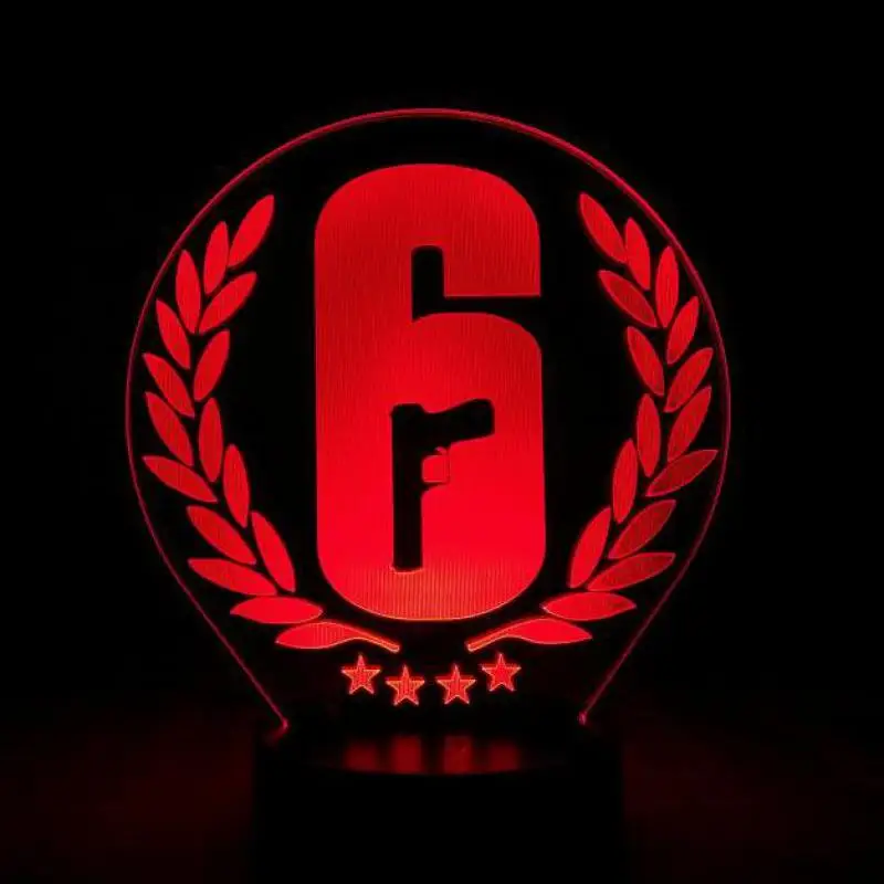 Настольная лампа Rainbow Six Siege с сенсорным сенсором, 7 цветов, меняющий цвет, подарок для детей, FPS игра, Ночной светильник светодиодный, радуга, 6 логотипов, декор для спальни