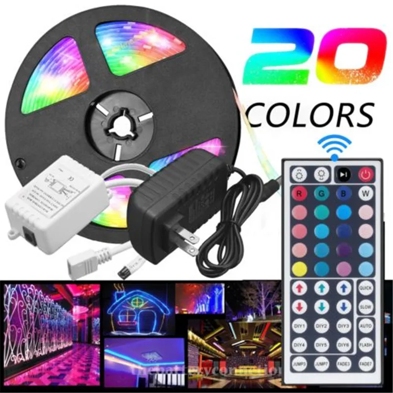 5M RGB 5050 Водонепроницаемый Светодиодные ленты светильник SMD 44 клавишным пультом