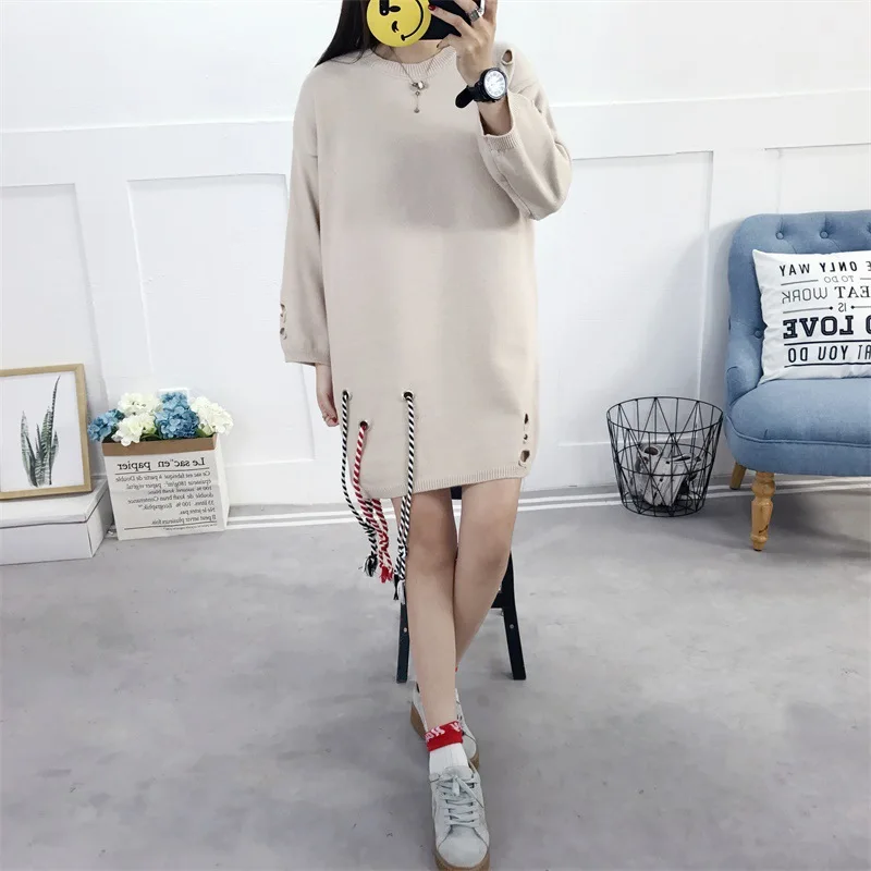 Новый стиль Универсальные женские свитера и пуловеры однотонное пальто Женский